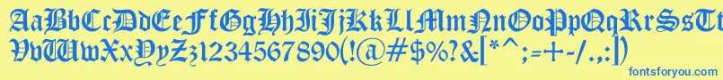 フォントGothicc – 青い文字が黄色の背景にあります。