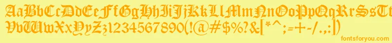 フォントGothicc – オレンジの文字が黄色の背景にあります。