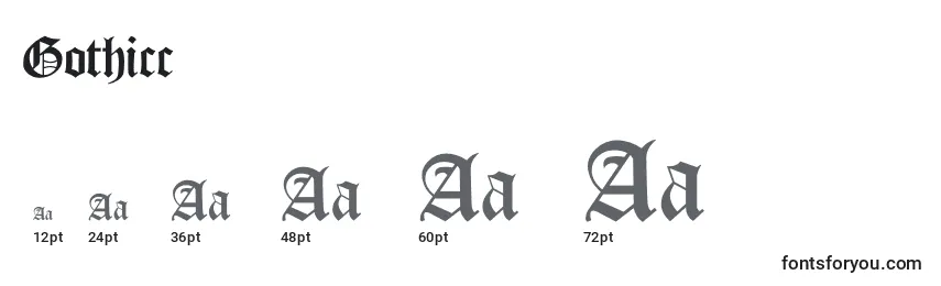 Размеры шрифта Gothicc