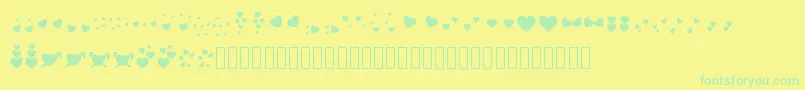 Fonte Bonushearts – fontes verdes em um fundo amarelo