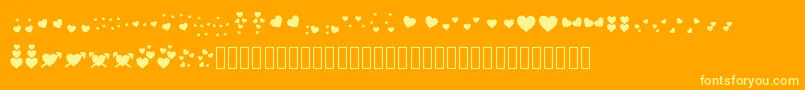 Bonushearts-Schriftart – Gelbe Schriften auf orangefarbenem Hintergrund