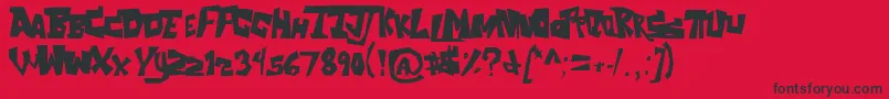 TheAquabats-Schriftart – Schwarze Schriften auf rotem Hintergrund
