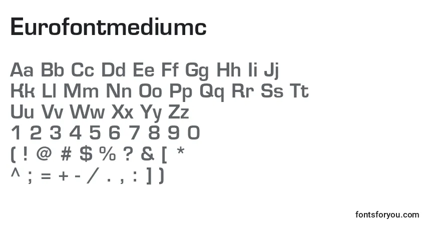 A fonte Eurofontmediumc – alfabeto, números, caracteres especiais