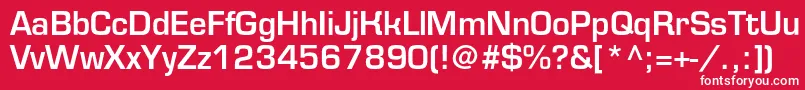 Fonte Eurofontmediumc – fontes brancas em um fundo vermelho