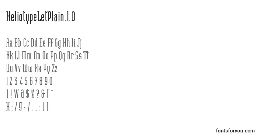 Шрифт HeliotypeLetPlain.1.0 – алфавит, цифры, специальные символы