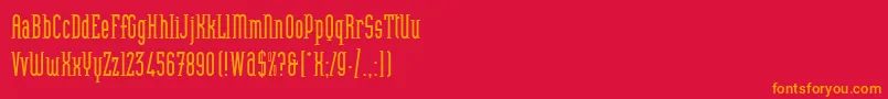 フォントHeliotypeLetPlain.1.0 – 赤い背景にオレンジの文字