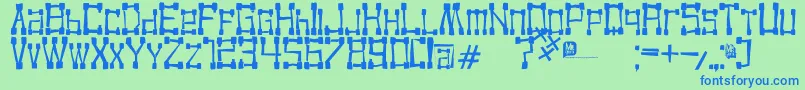 KvadroRandom2 Font – Blue Fonts on Green Background
