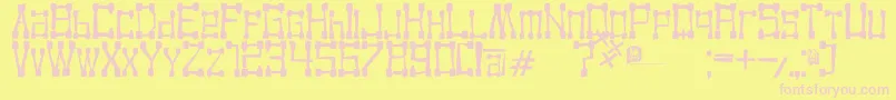 KvadroRandom2 Font – Pink Fonts on Yellow Background