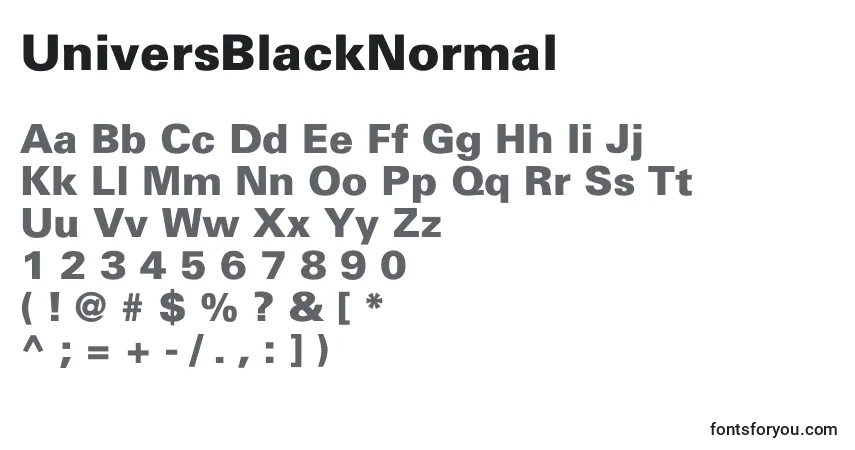 Czcionka UniversBlackNormal – alfabet, cyfry, specjalne znaki