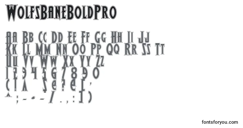 Schriftart WolfsBaneBoldPro – Alphabet, Zahlen, spezielle Symbole