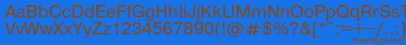 フォントPragmaticaroman – 茶色の文字が青い背景にあります。