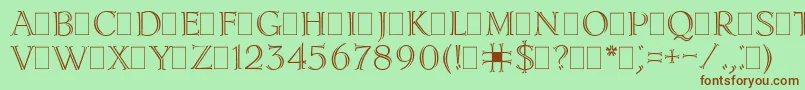 Fonte LidiaPlain – fontes marrons em um fundo verde