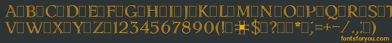 フォントLidiaPlain – 黒い背景にオレンジの文字