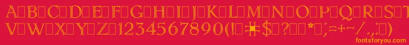 フォントLidiaPlain – 赤い背景にオレンジの文字