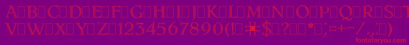 フォントLidiaPlain – 紫の背景に赤い文字