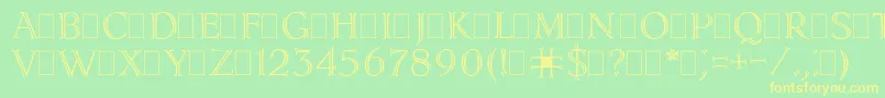 フォントLidiaPlain – 黄色の文字が緑の背景にあります