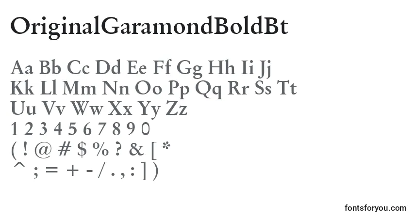 A fonte OriginalGaramondBoldBt – alfabeto, números, caracteres especiais