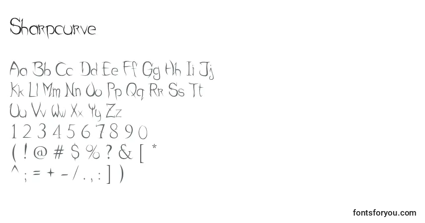 Fuente Sharpcurve - alfabeto, números, caracteres especiales