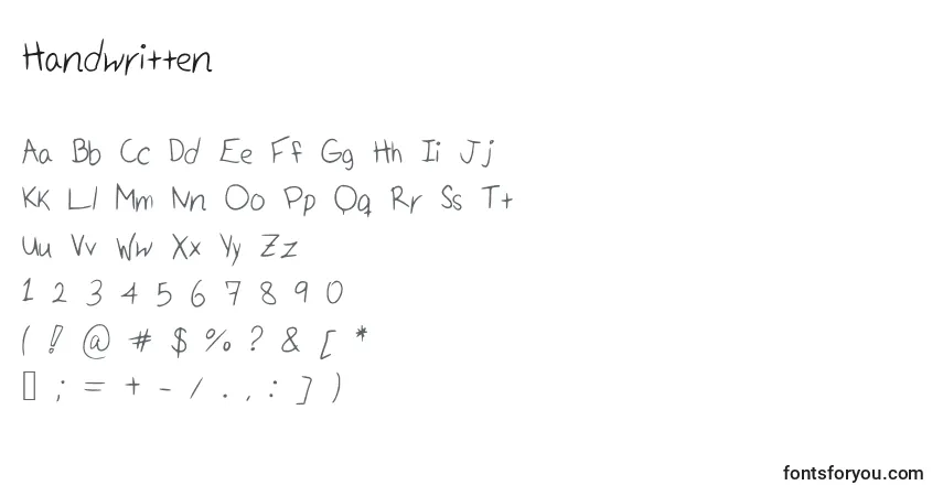 A fonte Handwritten – alfabeto, números, caracteres especiais