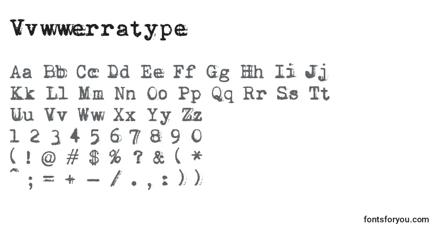 Schriftart Vvwwerratype – Alphabet, Zahlen, spezielle Symbole