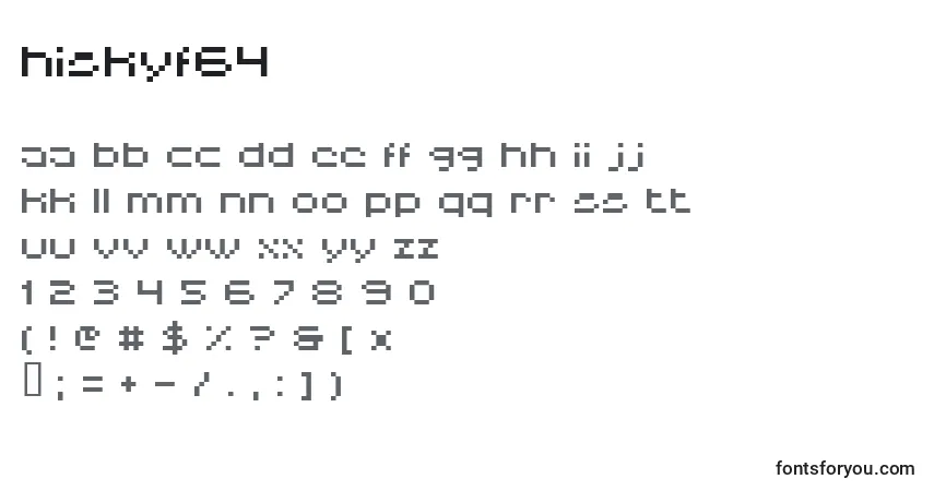 Czcionka Hiskyf64 – alfabet, cyfry, specjalne znaki