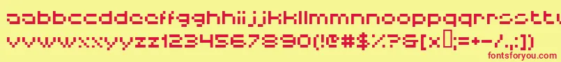 フォントHiskyf64 – 赤い文字の黄色い背景
