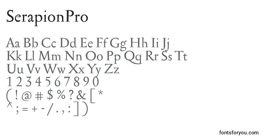 Czcionka SerapionPro – alfabet, cyfry, specjalne znaki