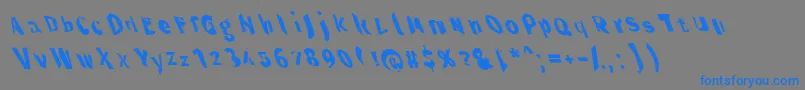 Throughtheblacknarlefta-Schriftart – Blaue Schriften auf grauem Hintergrund