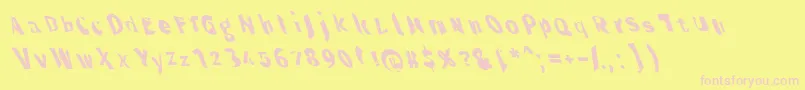 Throughtheblacknarlefta-Schriftart – Rosa Schriften auf gelbem Hintergrund