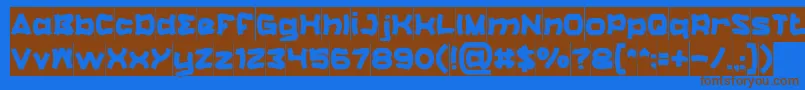 フォントCatalystInverse – 茶色の文字が青い背景にあります。