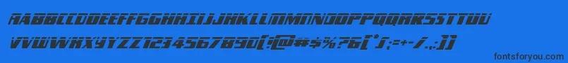 Typhoonlaserital-Schriftart – Schwarze Schriften auf blauem Hintergrund