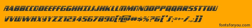 Typhoonlaserital-Schriftart – Schwarze Schriften auf orangefarbenem Hintergrund