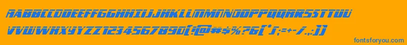 Typhoonlaserital-Schriftart – Blaue Schriften auf orangefarbenem Hintergrund