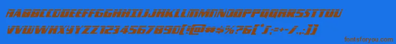 Typhoonlaserital-Schriftart – Braune Schriften auf blauem Hintergrund