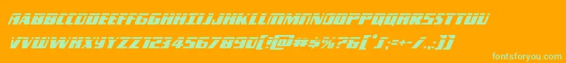 Typhoonlaserital-Schriftart – Grüne Schriften auf orangefarbenem Hintergrund