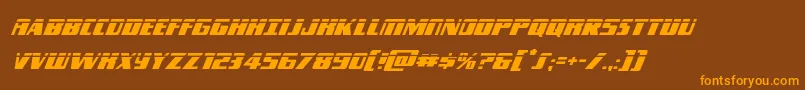 Typhoonlaserital-Schriftart – Orangefarbene Schriften auf braunem Hintergrund
