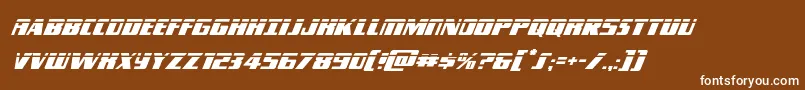 Weitere Informationen zur Typhoonlaserital-Schriftart Typhoonlaserital-Schriftart – Weiße Schriften auf braunem Hintergrund