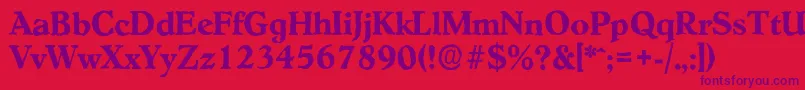 フォントHobokenantiqueBold – 赤い背景に紫のフォント
