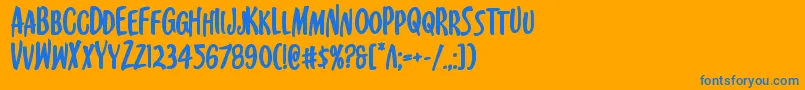 Kennebunkportbold-Schriftart – Blaue Schriften auf orangefarbenem Hintergrund