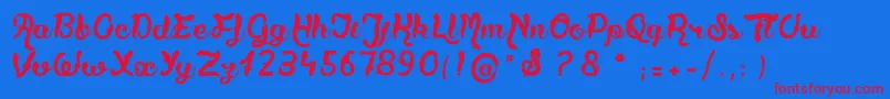 TartareDeViolettes Font – Red Fonts on Blue Background