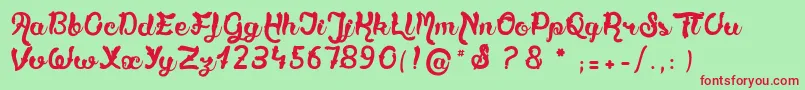 TartareDeViolettes Font – Red Fonts on Green Background