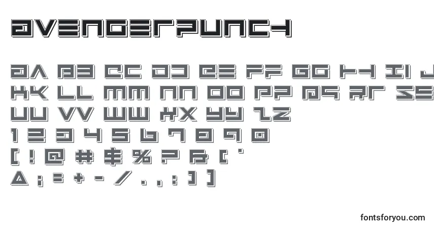 A fonte Avengerpunch – alfabeto, números, caracteres especiais