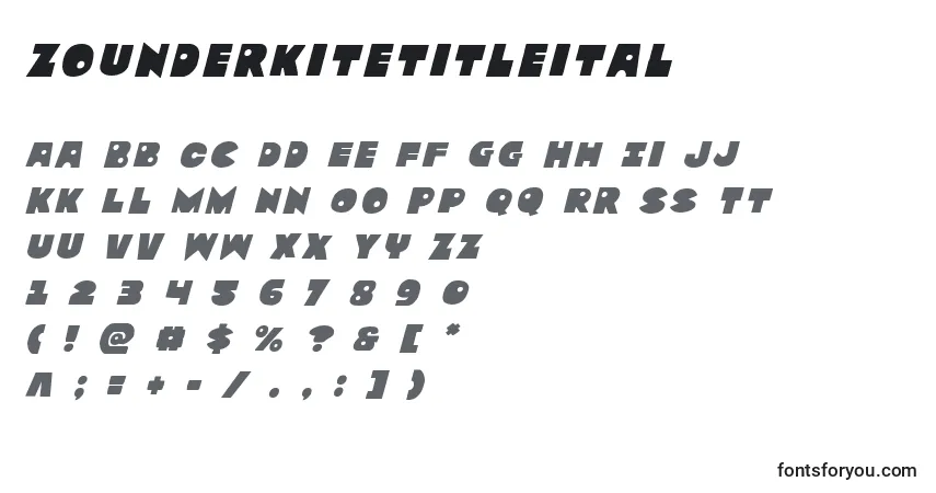 Schriftart Zounderkitetitleital – Alphabet, Zahlen, spezielle Symbole