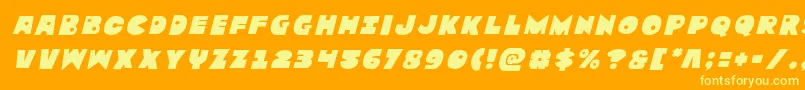 Zounderkitetitleital-Schriftart – Gelbe Schriften auf orangefarbenem Hintergrund
