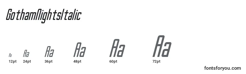 Tamaños de fuente GothamNightsItalic (105714)
