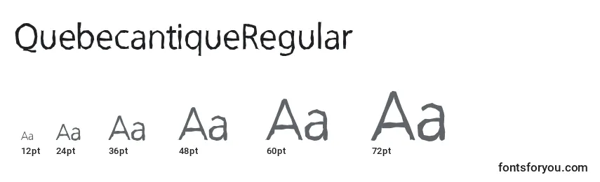 Размеры шрифта QuebecantiqueRegular
