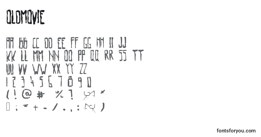 A fonte Oldmovie – alfabeto, números, caracteres especiais