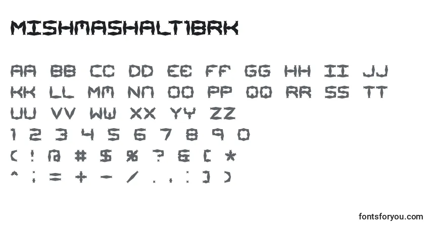 Schriftart MishmashAlt1Brk – Alphabet, Zahlen, spezielle Symbole
