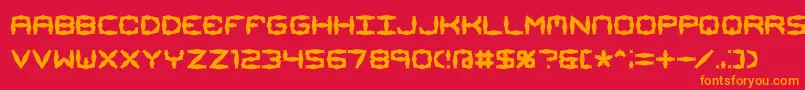 Fonte MishmashAlt1Brk – fontes laranjas em um fundo vermelho