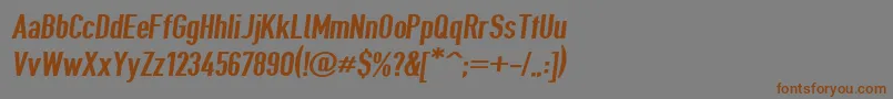 フォントGiveahootbdobl – 茶色の文字が灰色の背景にあります。